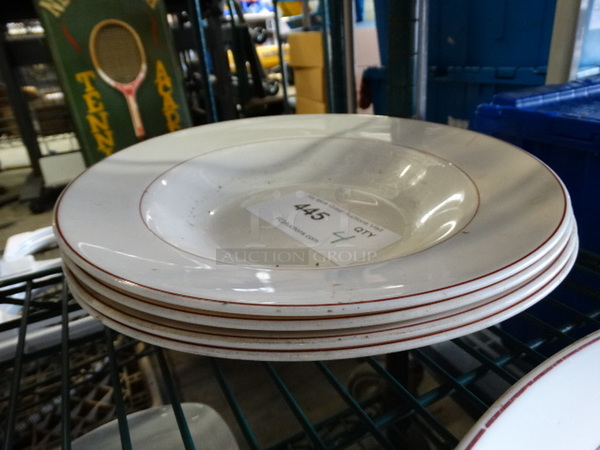 4 White Ceramic Pasta Plates w/ Red Lines on Rim. 11x11x2. 4 Times Your Bid! - Image 2 of 3