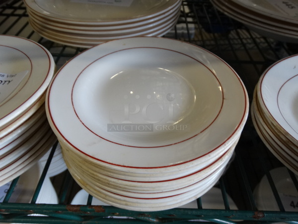 20 White Ceramic Plates w/ Red Lines on Rim. 6x6x1. 20 Times Your Bid! - Image 2 of 4
