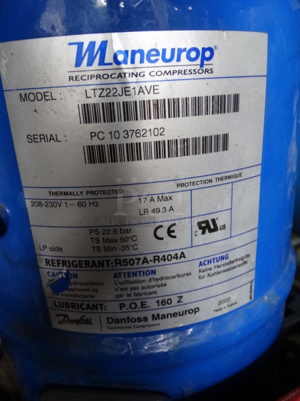 Maneurop Model LTZ2JE1AVE Metal Commercial Reciprocating Compressor. 208-230 Volts, 1 Phase. 12x9x13 - Image 3 of 4