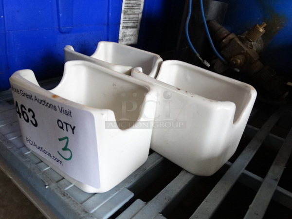3 White Ceramic Sugar Caddies. 3.5x2.5x2.5. 3 Times Your Bid! - Image 2 of 3