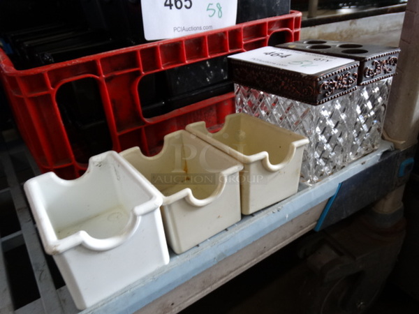 ALL ONE MONEY! Lot of 5 Various Items Including 3 Poly Sugar Caddies and 2 Toothbrush Holders! Includes 3.5x2.5x2.5 - Image 1 of 3