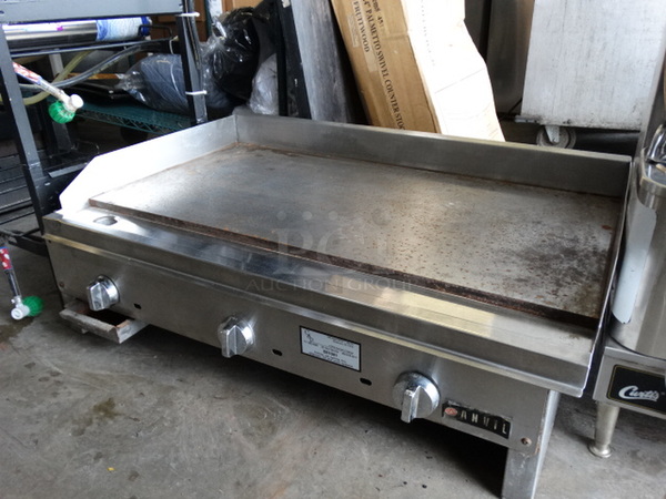 NICE! Anvil Stainless Steel Commercial Countertop Gas Powered Flat Top Griddle. 38x24x13 - Image 4 of 8