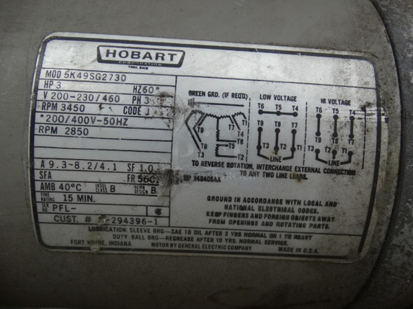 FANTASTIC! Hobart Model 5801 Stainless Steel Commercial Floor Style Meat Saw. Comes w/ 2 Blades! 200-230/460 Volts, 3 Phase. 39x43x74 - Image 12 of 12