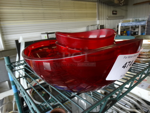 4 Red Poly Bowls. Includes 12.5x10x4.5. 4 Times Your Bid! - Image 2 of 3