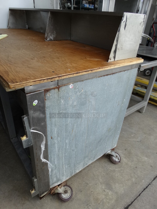 Stainless Steel Commercial Counter w/ Wooden Cutting Board Countertop and Overshelf. 73x32x46 - Image 8 of 9
