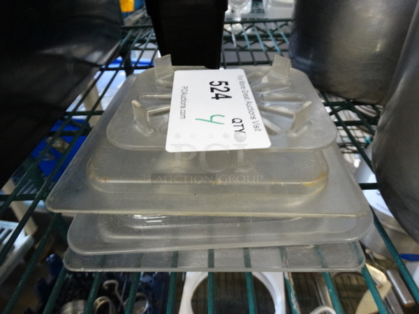 4 Poly Clear Items; Straining Insert and Lids. 1/6 Size. 4 Times Your Bid! - Image 1 of 2