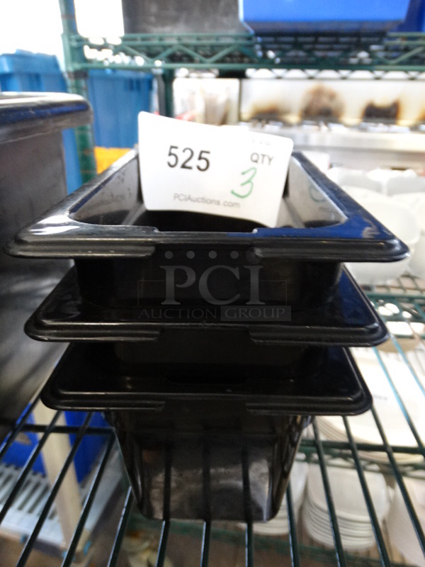 3 Black Poly 1/9 Size Drop in Bins. 1/9x4. 3 Times Your Bid! - Image 1 of 3