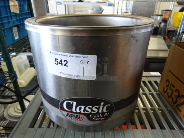 APW Wyott Model RCW-11 Stainless Steel Commercial Countertop Soup Kettle Food Warmer. 120 Volts, 1 Phase. 12.5x12.5x10. Tested and Working!