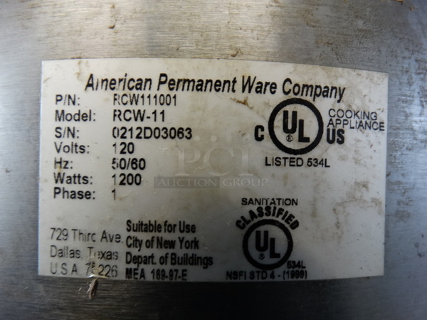 APW Wyott Model RCW-11 Stainless Steel Commercial Countertop Soup Kettle Food Warmer. 120 Volts, 1 Phase. 12.5x12.5x10. Tested and Working! - Image 5 of 6