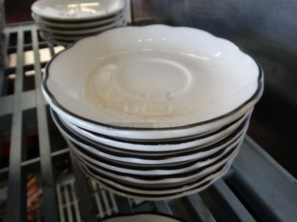 9 White Ceramic Items; 1 Plate and 8 Saucers. 5.5x5.5x1. 9 Times Your Bid! - Image 3 of 4