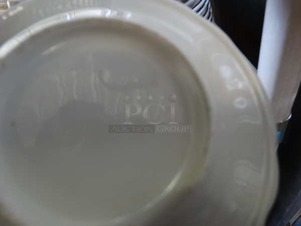 9 White Ceramic Items; 1 Plate and 8 Saucers. 5.5x5.5x1. 9 Times Your Bid! - Image 4 of 4