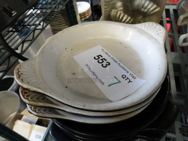7 White and Black Ceramic Plates. 8x6.5x1.5, 8.5x7x1.5. 7 Times Your Bid! - Image 2 of 3