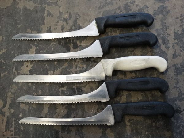 5 Metal Serrated Bread Knives. Includes 14