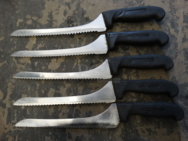 5 Metal Serrated Bread Knives. Includes 14