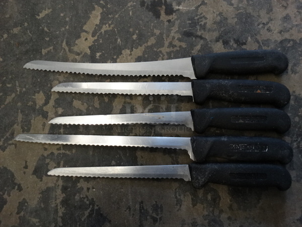 5 Metal Serrated Bread Knives. Includes 13