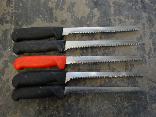 5 Metal Serrated Bread Knives. Includes 13". 5 Times Your Bid! - Image 1 of 5