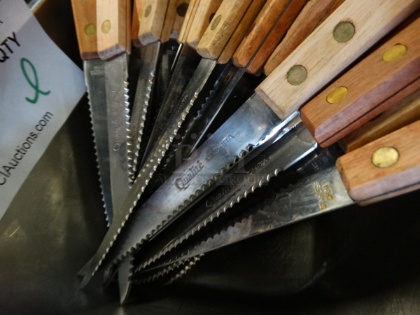 ALL ONE MONEY! Lot of Metal Knives in Metal Bowl! 8" - Image 3 of 4