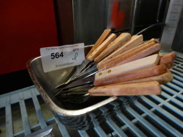 ALL ONE MONEY! Lot of Metal Knives in Metal Bowl! 8" - Image 4 of 4