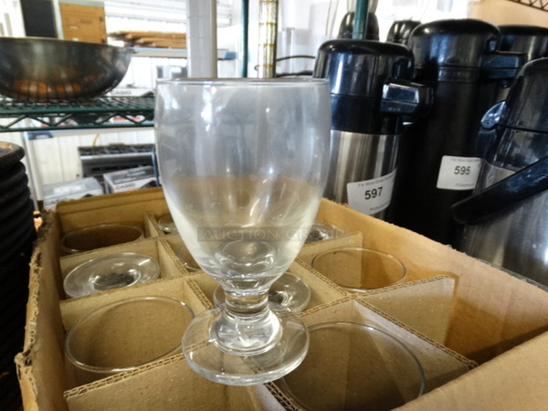 11 BRAND NEW! Footed Glass Beverage Glasses. 3x3x5.5. 11 Times Your Bid!
