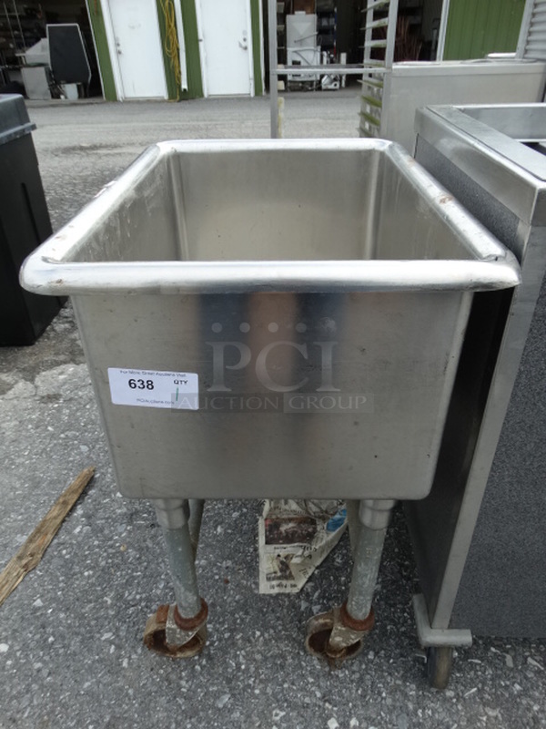 Stainless Steel Commercial Bin on Commercial Casters. 20x27x34