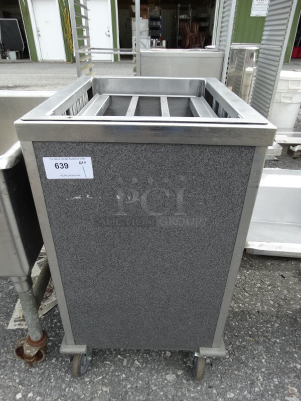 Stainless Steel Commercial Tray Return on Commercial Casters. 20x24x36