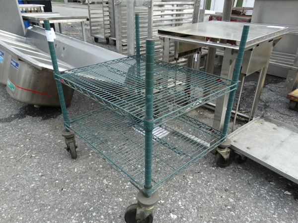 Green Finish 2 Tier Shelving Unit on Commercial Casters. 30x24x32 - Image 2 of 5