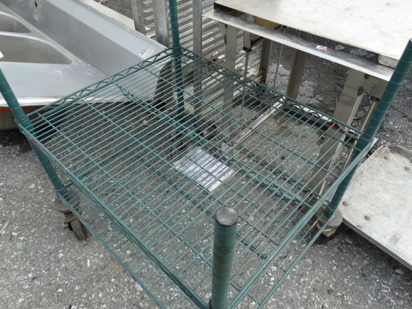 Green Finish 2 Tier Shelving Unit on Commercial Casters. 30x24x32 - Image 3 of 5