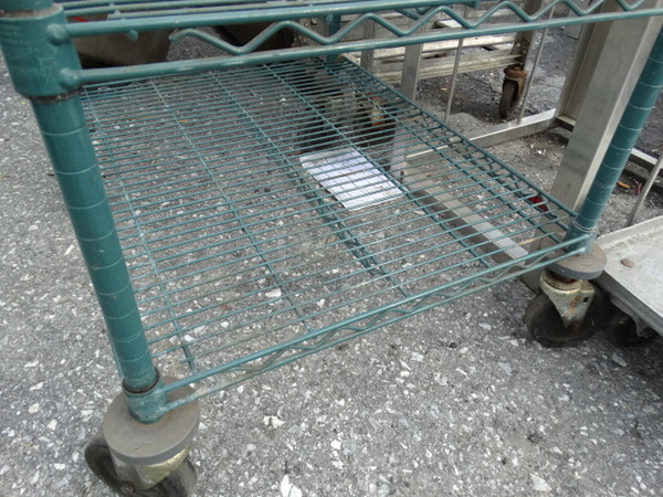Green Finish 2 Tier Shelving Unit on Commercial Casters. 30x24x32 - Image 4 of 5
