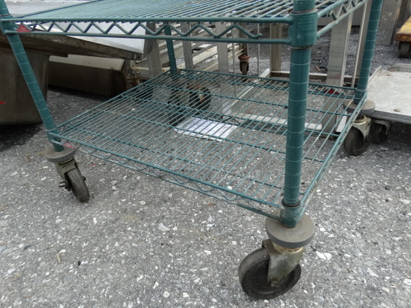 Green Finish 2 Tier Shelving Unit on Commercial Casters. 30x24x32 - Image 5 of 5