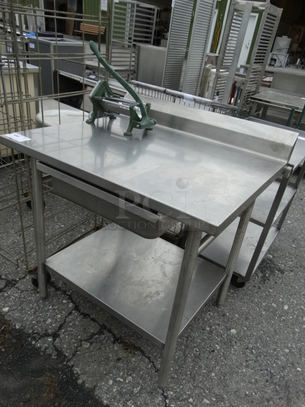 Stainless Steel Commercial Table w/ French Fry Cutter, Backsplash, Drawer and Undershelf. 36x30x39 - Image 2 of 7