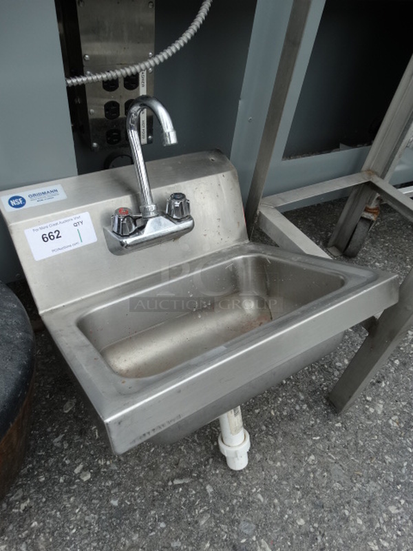 Stainless Steel Single Bay Wall Mount Sink w/ Faucet and Handles. 17x16x22 - Image 2 of 6