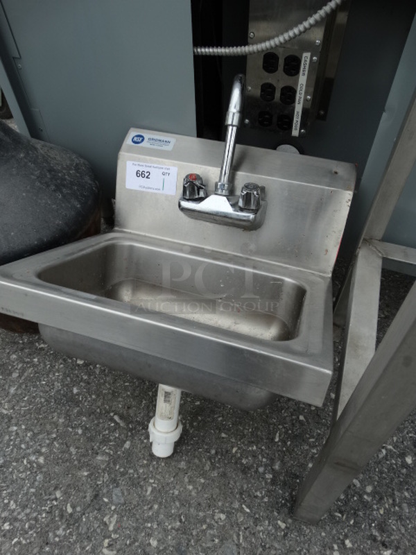Stainless Steel Single Bay Wall Mount Sink w/ Faucet and Handles. 17x16x22 - Image 3 of 6
