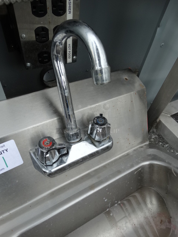 Stainless Steel Single Bay Wall Mount Sink w/ Faucet and Handles. 17x16x22 - Image 4 of 6