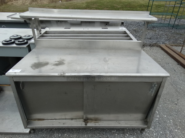 Stainless Steel Commercial Counter w/ 2 Sliding Doors. 59x30x53 - Image 1 of 7