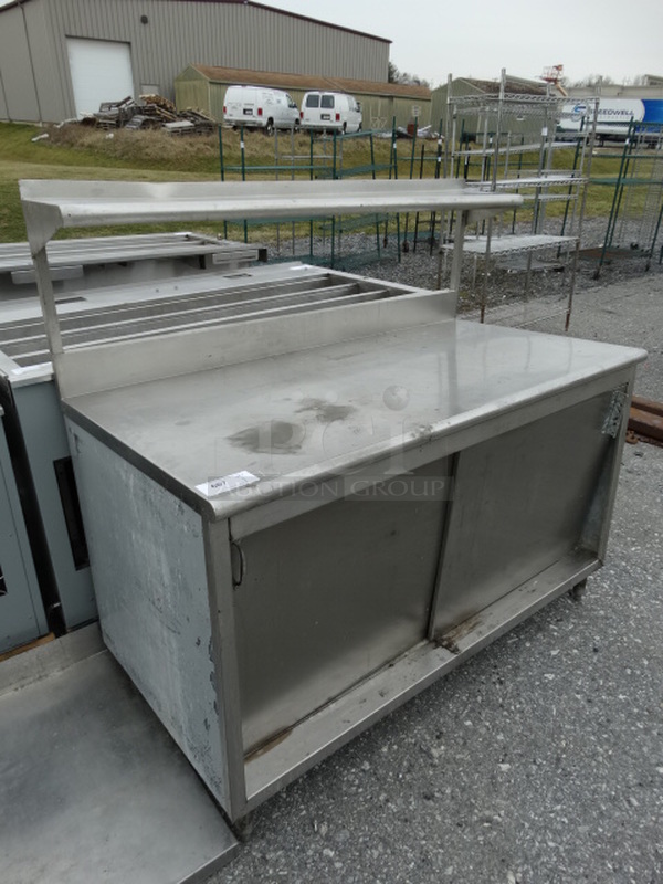 Stainless Steel Commercial Counter w/ 2 Sliding Doors. 59x30x53 - Image 2 of 7
