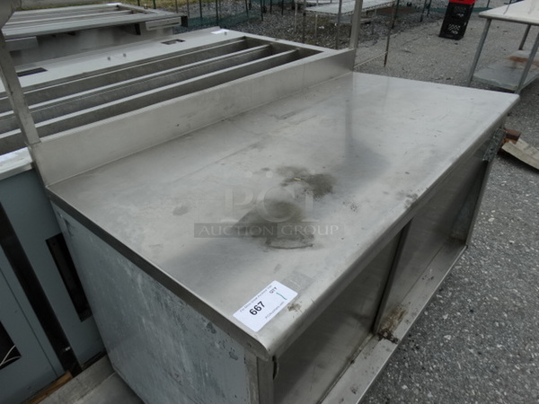 Stainless Steel Commercial Counter w/ 2 Sliding Doors. 59x30x53 - Image 4 of 7