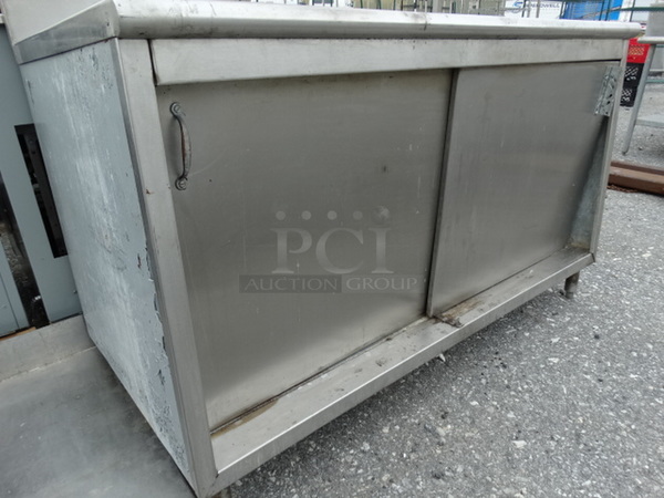 Stainless Steel Commercial Counter w/ 2 Sliding Doors. 59x30x53 - Image 5 of 7
