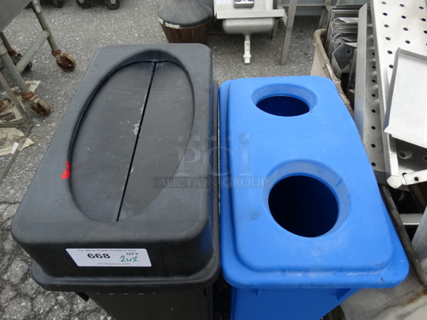 2 Poly Slim Jim Trash Cans. Includes 11x20x30. 2 Times Your Bid - Image 2 of 3