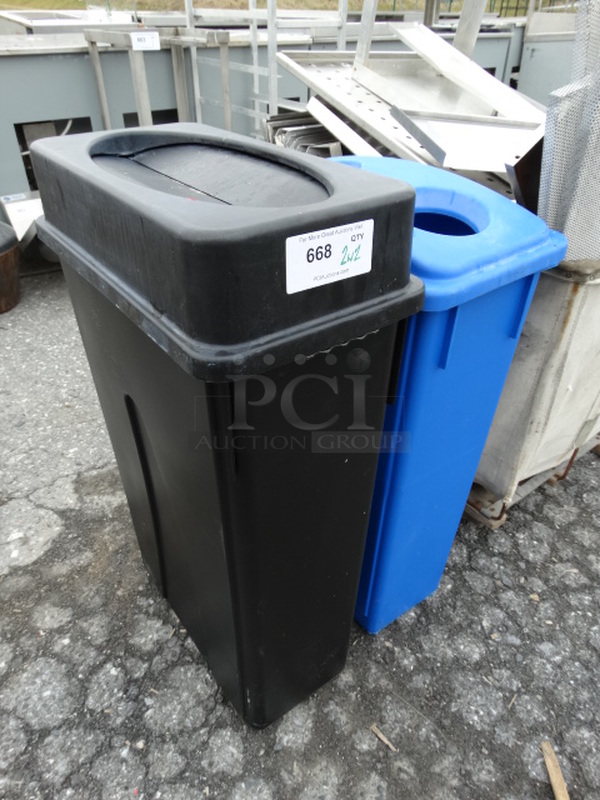 2 Poly Slim Jim Trash Cans. Includes 11x20x30. 2 Times Your Bid - Image 3 of 3