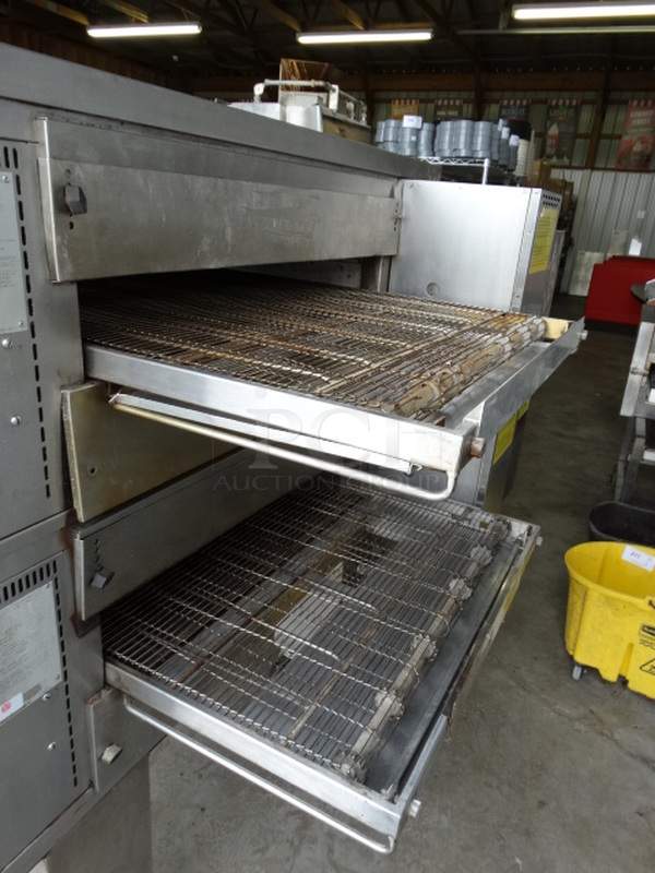 2 STUNNING! Middleby Marshall Model PS770G Stainless Steel Commercial Natural Gas Powered Conveyor Pizza Ovens on Commercial Casters and Metal Legs. 175,000 BTU. 108x63x64. 2 Times Your Bid! - Image 6 of 11