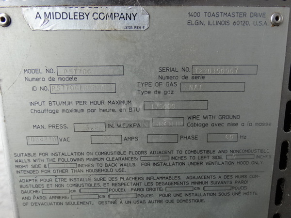 2 STUNNING! Middleby Marshall Model PS770G Stainless Steel Commercial Natural Gas Powered Conveyor Pizza Ovens on Commercial Casters and Metal Legs. 175,000 BTU. 108x63x64. 2 Times Your Bid! - Image 8 of 11