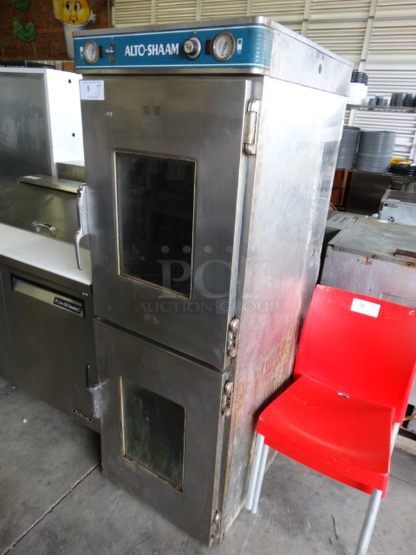 WOW! Alto Shaam Model 1200-UPS Stainless Steel Commercial Halo Heat Pass Through 2 Half Size Door Holding Cabinet. 125 Volts, 1 Phase. 24x34x68. Cannot Test Due To Plug Style - Image 2 of 9