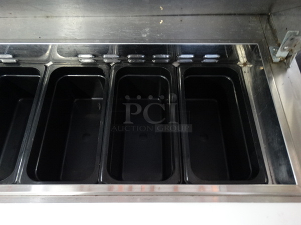 GREAT! Turbo Air Model TST-48SD Stainless Steel Commercial Sandwich Salad Prep Table Bain Marie Mega Top w/ 6 Poly 1/3 Size Drop In Bins on Commercial Casters. 115 Volts, 1 Phase. 49x30x44. Tested and Working! - Image 9 of 10