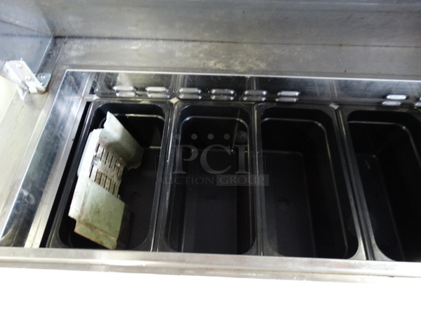 GREAT! Turbo Air Model TST-48SD Stainless Steel Commercial Sandwich Salad Prep Table Bain Marie Mega Top w/ 6 Poly 1/3 Size Drop In Bins on Commercial Casters. 115 Volts, 1 Phase. 49x30x44. Tested and Working! - Image 10 of 10