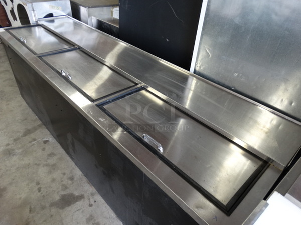 NICE! Continental Model CBC95 Stainless Steel Commercial Bottle Back Bar Cooler w/ 3 Sliding Lids. 115 Volts, 1 Phase. 95x28x34. Tested and Does Not Power On - Image 3 of 8
