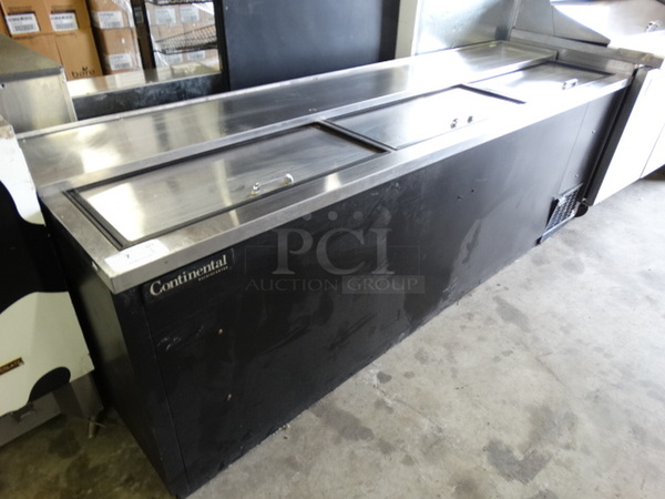 NICE! Continental Model CBC95 Stainless Steel Commercial Bottle Back Bar Cooler w/ 3 Sliding Lids. 115 Volts, 1 Phase. 95x28x34. Tested and Does Not Power On - Image 4 of 8