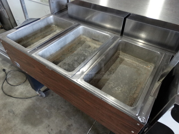 NICE! Eagle Stainless Steel Commercial Electric Powered 3 Well Steam Table w/ Sneeze Guard on Commercial Casters. 120 Volts, 1 Phase. 48x23x53. Tested and Working! - Image 3 of 8