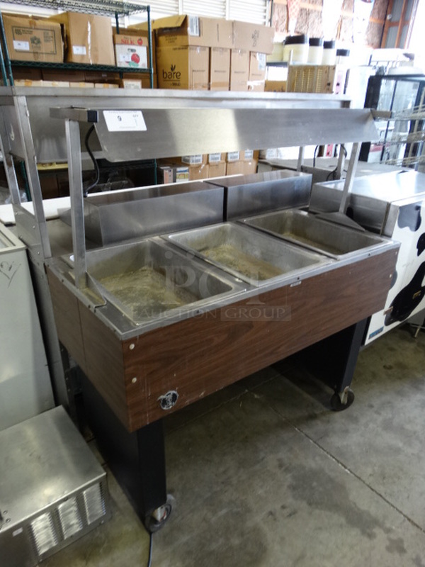 NICE! Eagle Stainless Steel Commercial Electric Powered 3 Well Steam Table w/ Sneeze Guard on Commercial Casters. 120 Volts, 1 Phase. 48x23x53. Tested and Working! - Image 5 of 8