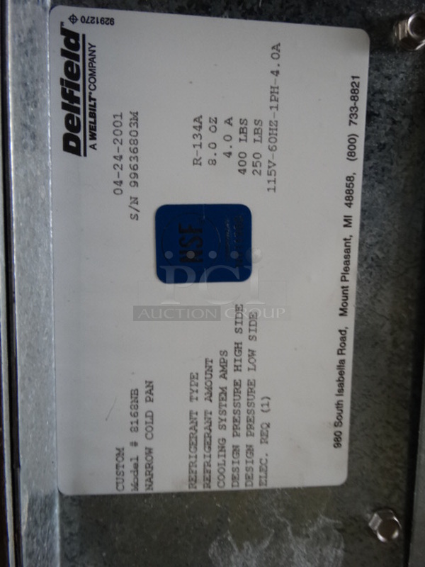 NICE! 2001 Delfield Model 8168NB Stainless Steel Commercial Cold Pan Drop In. 115 Volts, 1 Phase. 67.5x18x22. Tested and Working! - Image 5 of 6