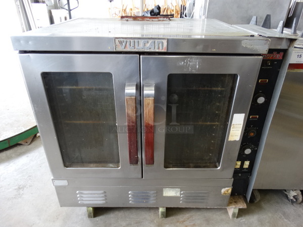 SWEET! Vulcan Snorkel Stainless Steel Commercial Gas Powered Full Size Convection Oven w/ View Through Doors and Metal Oven Racks. 40x32x39